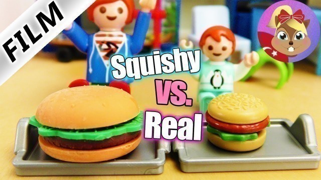 'Playmobil hikayeleri türkçe - REAL FOOD vs. SQUISHY FOOD Challenge | Arda vs. Merve Challenge'