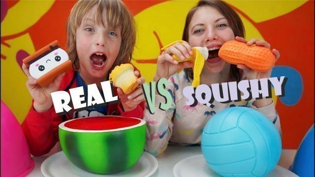 'Giant Squishy Food VS Real Food Challenge  - Squishi vs Real - Cibo Reale VS Squishy - Canale Nikita'