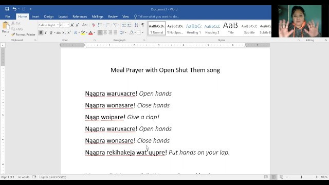 'Open Shut Them Song with Meal Prayer'