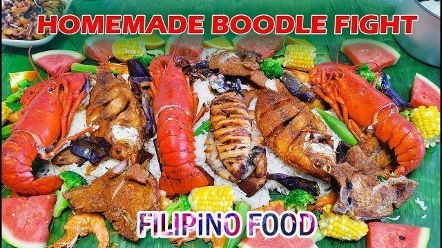 'Homemade Boodle Fight / Eating Filipino Food 