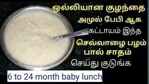 'red banana apple rice for babies/6 to 24 months babies lunch recipes in tamil/pranesh mommy'