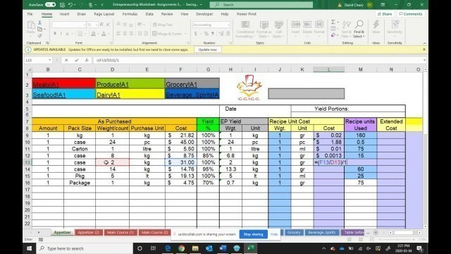 'Recipe Costing Tutorial'