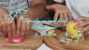 'Squishy Yiyecek vs Gerçek Yiyecek Challenge!! SQUISHY FOOD vs REAL FOOD CHALLENGE! Bidünya Oyuncak'