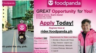 'How To Apply Food Panda? Ano Ang Mga Req? AT Ano Ang Pwede Na Sasakyan'