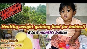 'Weight Gaining Baby Food for (6 to 9 )Months in Tamil/Baby Food For Lunch time recipe/Baby Care Tips'