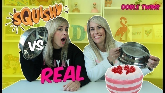 'SQUISHY VS REAL FOOD Challenge!! Doble Twins'