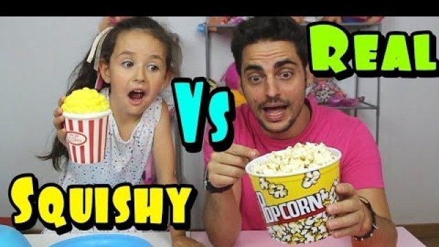 'SQUISHY FOOD VS REAL FOOD CHALLENGE!! squishies vs realodad zarolakids'