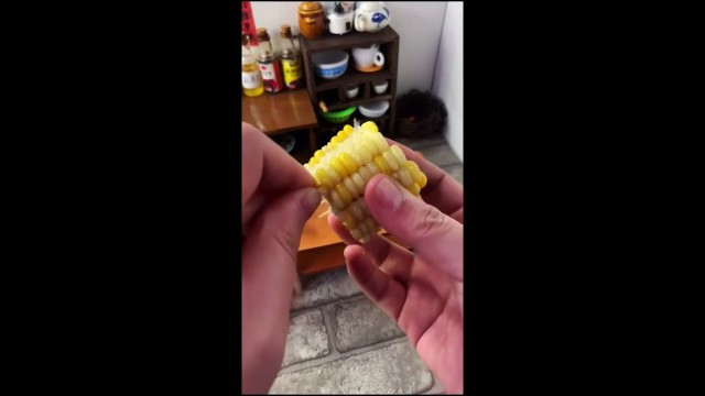 'Mini Real Food Cooking (Fried corn) | Fully Functional Miniature Kitchen'