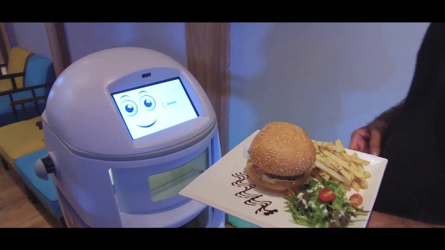 'A self-sustained, navigation food service Robot in Singapore. Cali Restaurant'