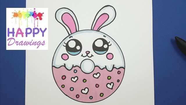 'HOW TO DRAW A SUPER CUTE BUNNY DONUT EASY - HAPPY DRAWINGS'