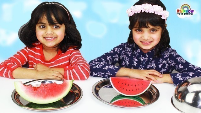 'Squishy Food vs Real Food Challenge!! Fruit Edition | Rainbow ToysReview'