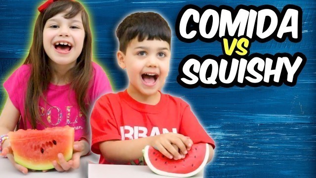 'DESAFIO COMIDA VS SQUISHY com Lauren e James'