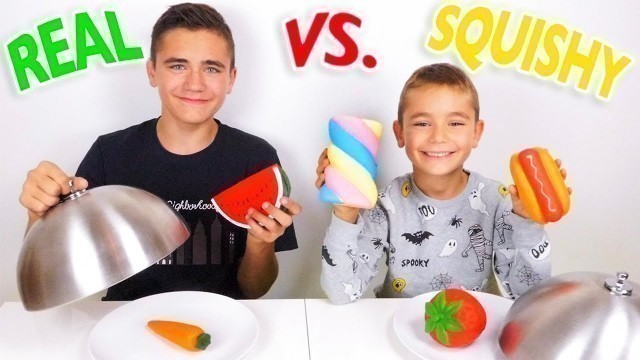 'REAL FOOD VS SQUISHY FOOD CHALLENGE ! - Vraie nourriture ou Squishies ?'