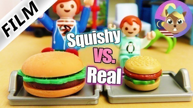 'Filem Playmobil REAL FOOD vs XXL SQUISHY FOOD! CHALLENGE MAKANAN UNTUK EMMA + JULIAN -Keluarga Vogel'