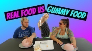 'REAL FOOD AND GUMMY FOOD CHALLENGE -NEW! SWEET CANDIES WITH A SURPRISE AT THE END!!'