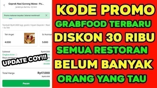 'KODE PROMO GRAB FOOD TERBARU DESEMBER'