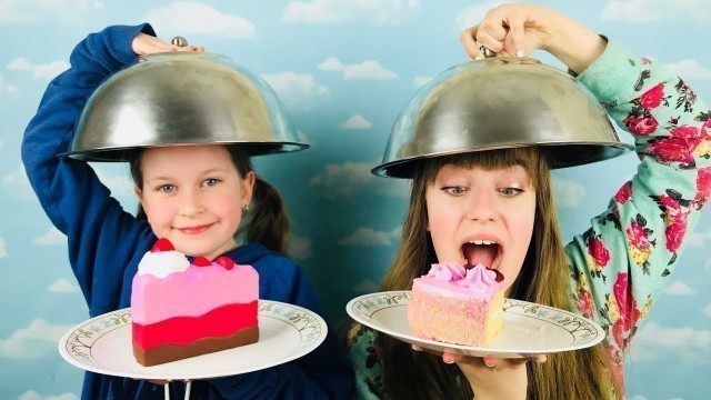 'ЧЕЛЛЕНДЖ! СКВИШИ Против Реальной ЕДЫ! Squishy Food VS Real Food Challenge! Sisters Show!'