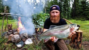 'Cooking Fish on Primitive Bushcraft Smoker in the Wild | Catch, Clean, Cook in Survival Fishing'