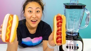 'SQUISHY FOOD VS. REAL FOOD!! (WILL IT BLEND?!)'