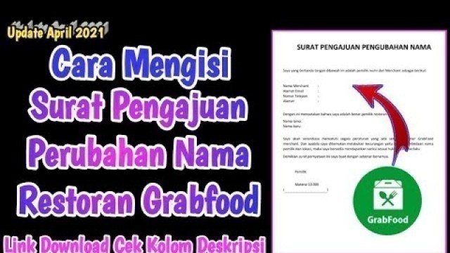 'Surat Pengajuan Pengubahan Nama Restoran Grabfood'