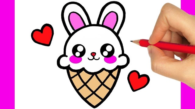 'HOW TO DRAW A CUTE ICE CREAM EASY STEP BY STEP - FOODS DRAWINGS - HOW TO DRAW A ICE CREAM KAWAII'