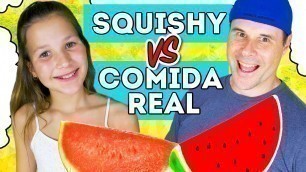 'SQUISHY FOOD vs REAL FOOD CHALLENGE! | ¿Quién gana el reto más suave con Squishies Gigantes?'