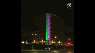 'FAO has lit up its headquarters in Rome with the colours of the Italian flag'