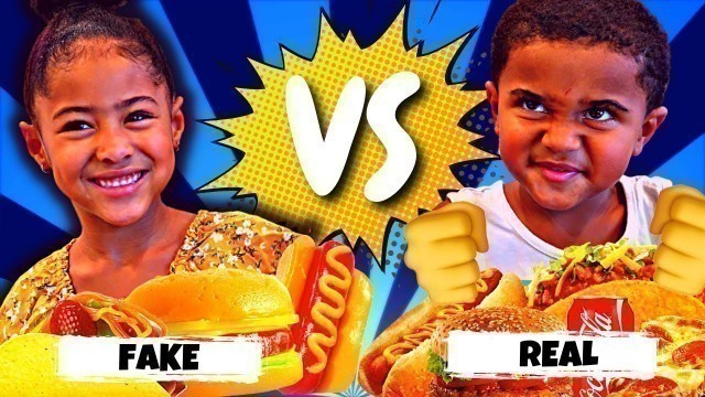 'GUMMY FOOD VS REAL FOOD CHALLENGE  // BOYS VERSUS GIRLS // FAMILY CHALLENGE'