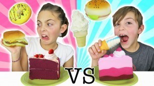 'SQUISHY FOOD vs REAL FOOD CHALLENGE!! Kids Cooking and Crafts'