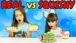 'SQUISHY FOOD VS. REAL FOOD CHALLENGE!!! | Emily and Evelyn'