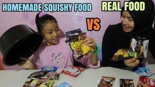 'HOMEMADE Squishy Food VS REAL Food ! Challenge, Seru banget ,mirip banget ! auto Ngakaks 