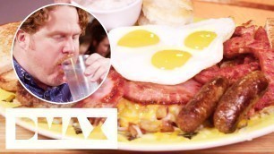 'Casey VS The 3.5-Pound \"Porkasaurus\" Breakfast Challenge | Man V Food'