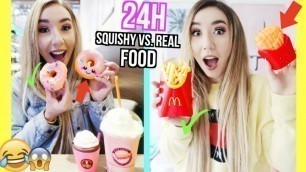 'BLIND nur das ESSEN was an SQUISHY aus dem BEUTEL 24 STUNDEN (Squishy vs real FOOD challenge)'