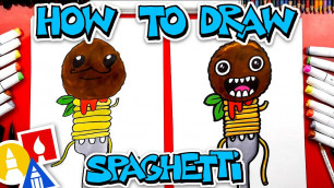 'How To Draw Funny Spaghetti And Meatball On A Fork'