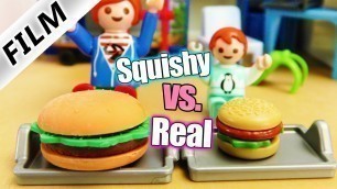 'Playmobil Film Deutsch REAL FOOD vs XXL SQUISHY FOOD! EMMA + JULIAN ESSEN CHALLENGE - Familie Vogel'