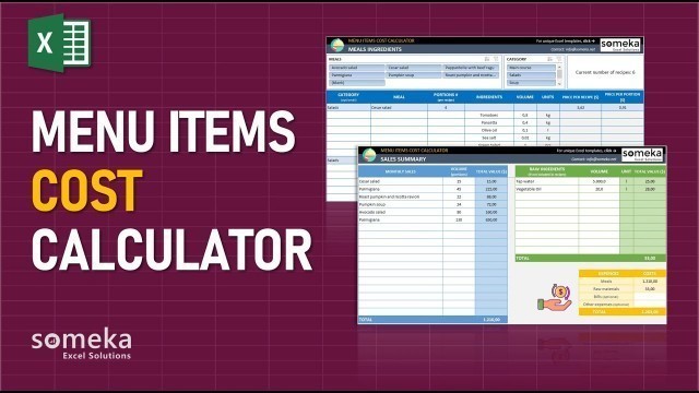 'Menu Items Cost Calculator | Excel Template to Calculate Recipe Cost in a Minute!'