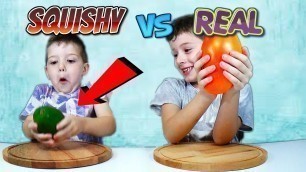 'SQUISHY FOOD vs REAL FOOD Challenge Παιχνίδια Vs Αληθινό Φαγητό Toys4Kids'