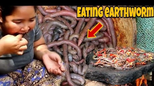 'Primitive technology earthworm| Cooking and eating worms'