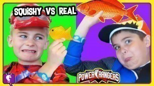 'TINY SQUISHY vs REAL CHALLENGE with Power Rangers and Stop Sign Robot by HobbyKidsTV'