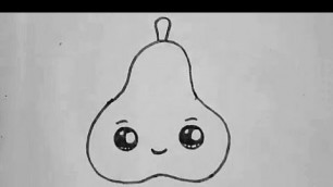 'How to draw a cute pear. Cute Drawings.'