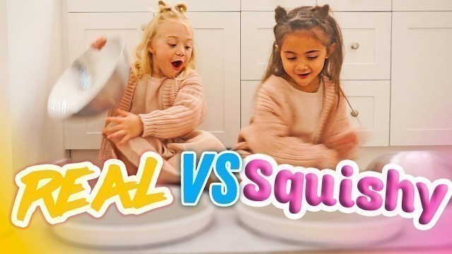 'ULTIMATE SQUISHY FOOD VS REAL FOOD CHALLENGE! (BESTIES EAT IT!)'