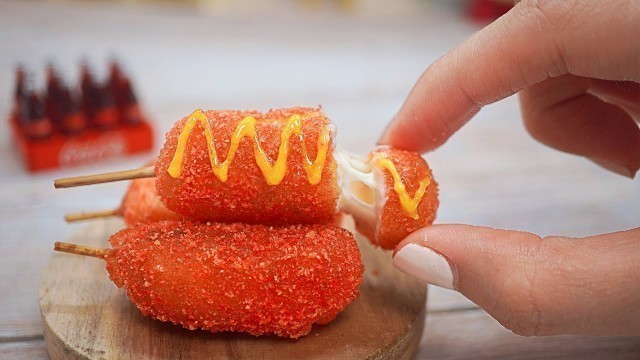 'Miniature HOT Cheetos Mozzarella Corn Dog | ASMR Cooking Mini Food Sounds'