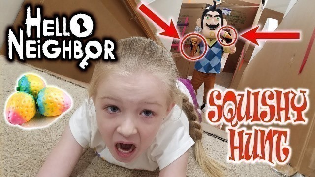 'Squishy Scavenger Hunt vs Hello Neighbor in Real Life! Stair Slide Race!!!'