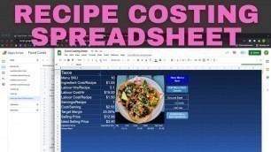 'Create a Recipe Costing Spreadsheet using Google Sheets and Apps Script. CRUD database application.'