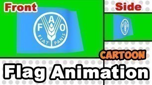 'Simple flat looping animation of Food and Agriculture Organization (FAO) flag over green screen.'