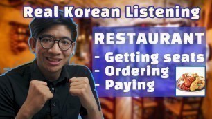 'Korean Listening Practice | Restaurant Conversation | Ordering, Paying, Getting a table'