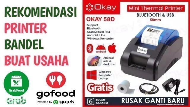 'Unboxing printer bluetooth mini gofood dan grabfood l Part 1'