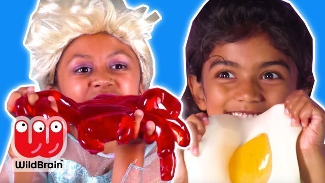 'Gummy Food Vs Real Food - CANDY MAKING MACHINE - Princesses In Real Life | Kiddyzuzaa Jr - WildBrain'