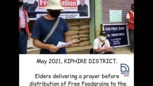 'Elders delivering a prayer before the distribution of free food grains| Nagaland'