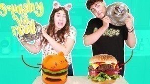 'SQUISHY VS REAL FOOD CHALLENGE ~ we ate cactus??'